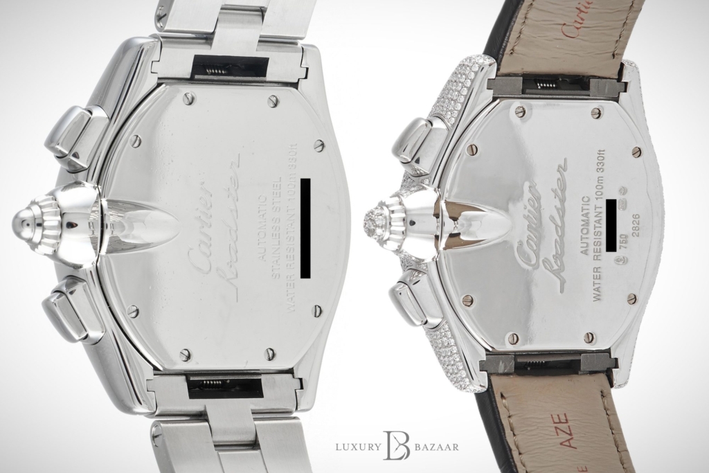 Two Cartier Roadster casebacks