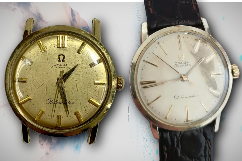 Two vintage Omega Globemaster watches