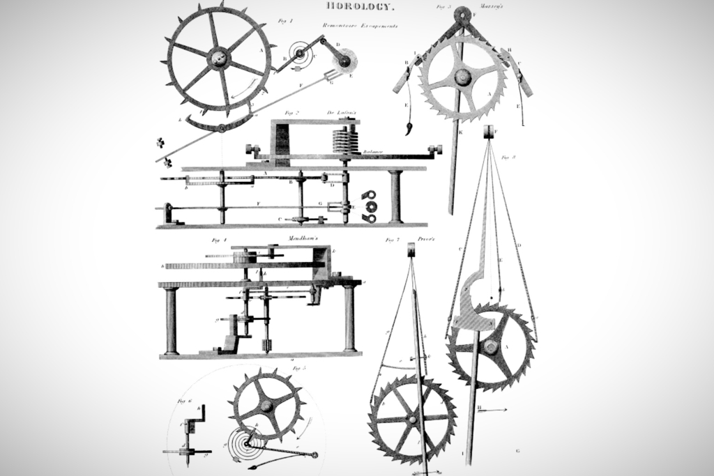 Diagram of a remontoire from Abraham Rees's Cyclopaedia, circa 1820