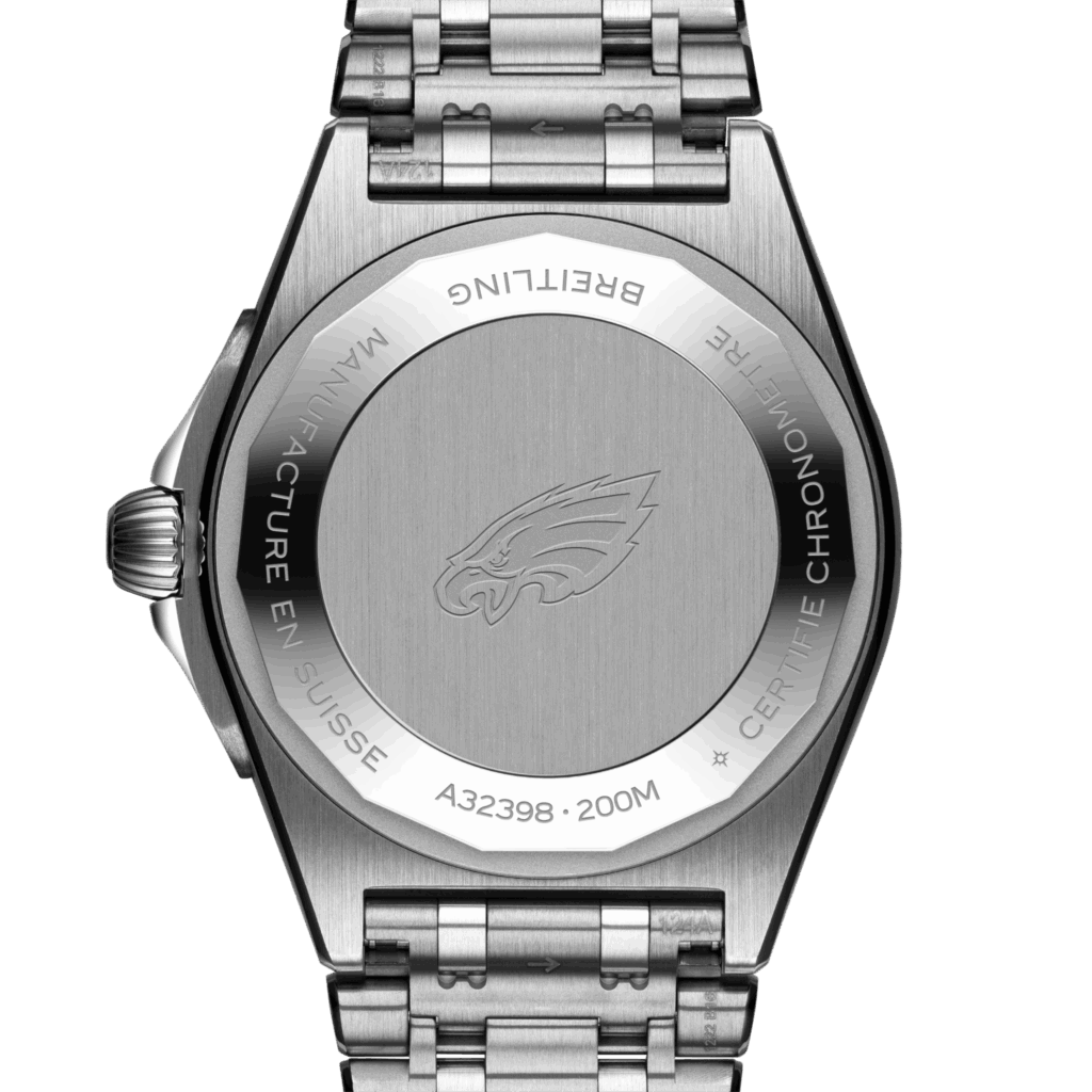 2025 Breitling x NFL Chronomat models each have a team logo on the caseback