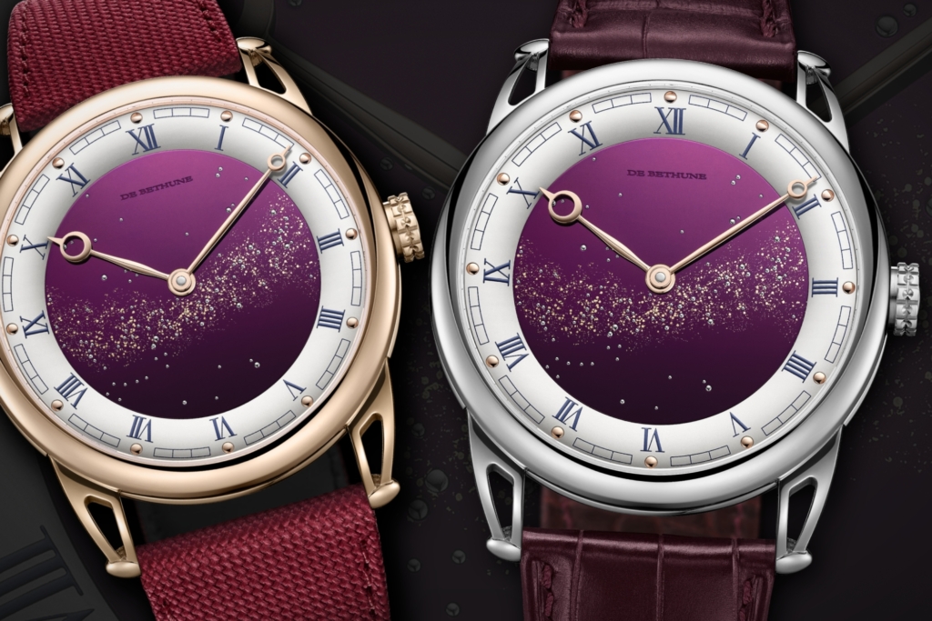 De Bethune DB25xs Starry Varius in rose gold (left) and titanium (right). Photo: De Bethune