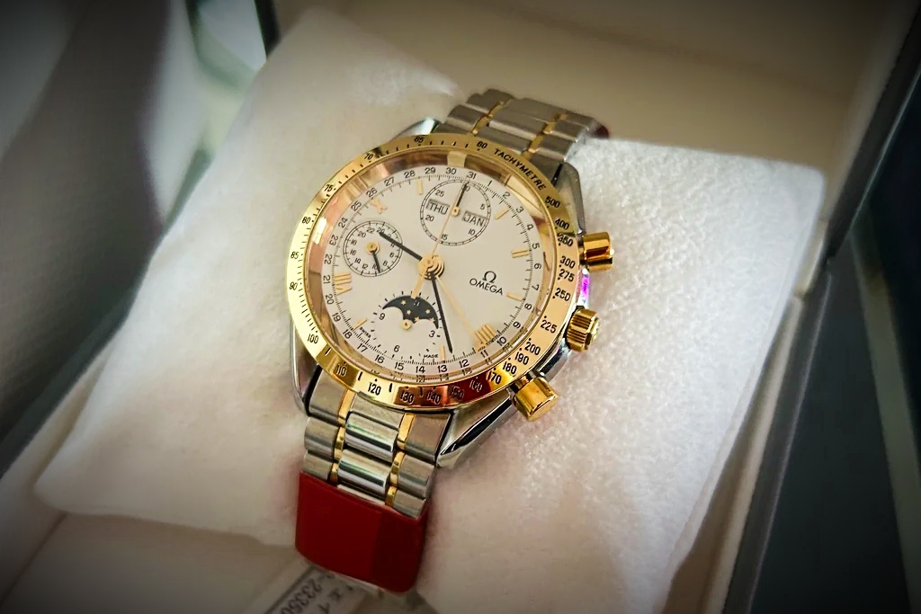 Omega Speedmaster Triple Calendar two-tone with white dial