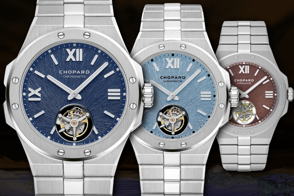 All three versions of the Chopard Alpine Eagle Flying Tourbillon