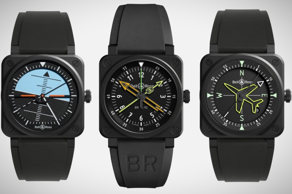 Three BR 03 Flight Instrument watches in black ceramic