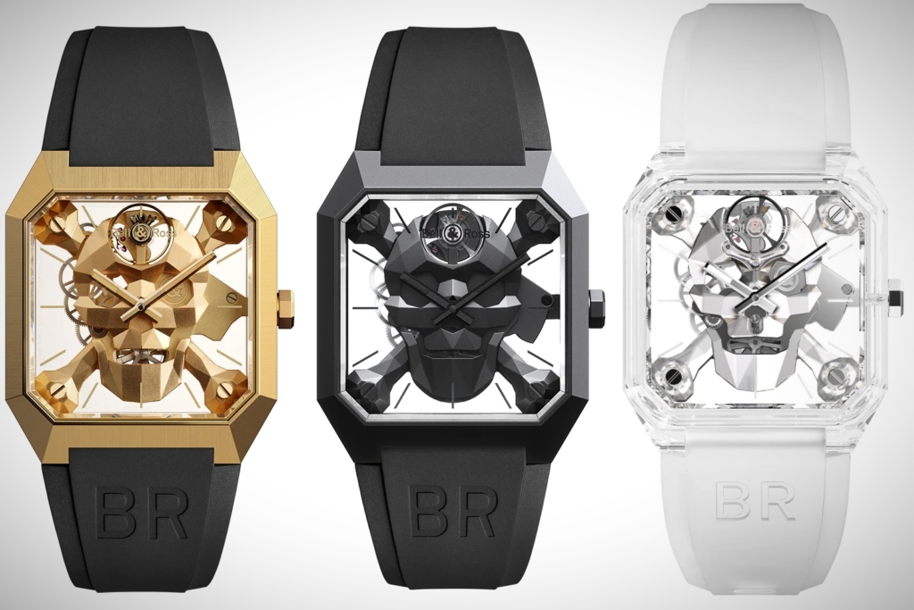 Bell & Ross BR-01 Cyber Skull models made in bronze, ceramic and sapphire