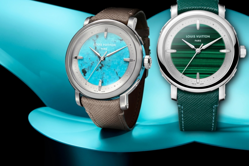 The Louis Vuitton Escale Turquoise and Malachite were both released at Dubai Watch Week 2025. Photo: Louis Vuitton