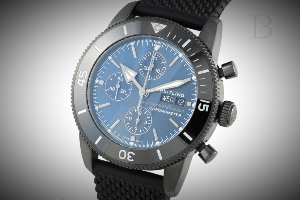 Breitling Superocean Heritage Chrono 44 with DLC-coated case and blue dial, ref. M13313101C1S1