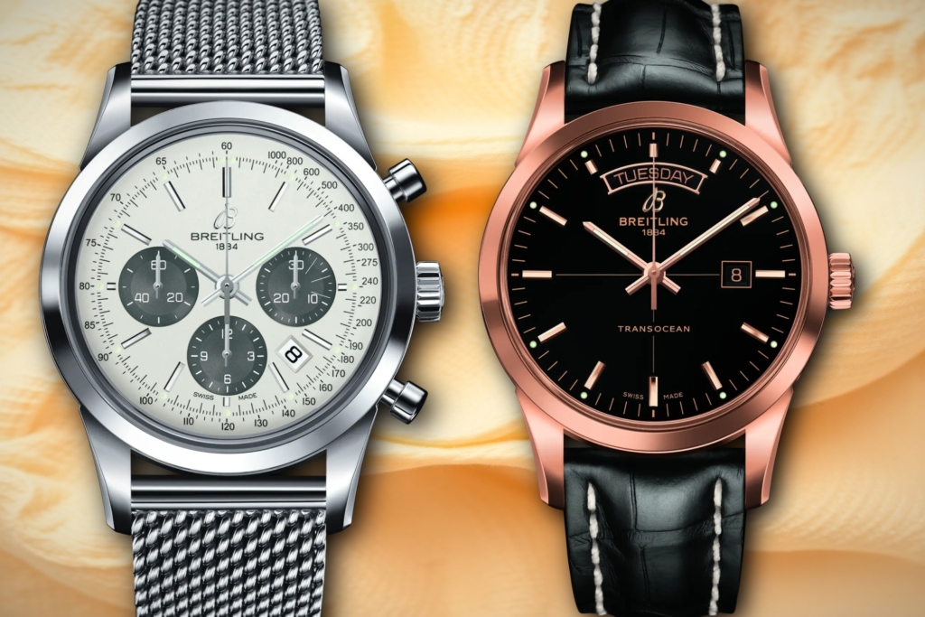Two of the many discontinued Breitling Transocean variants.