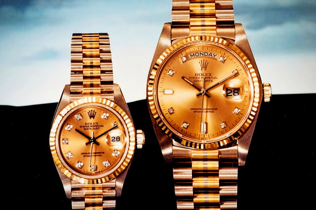 Rolex catalog image of two Tridor watches