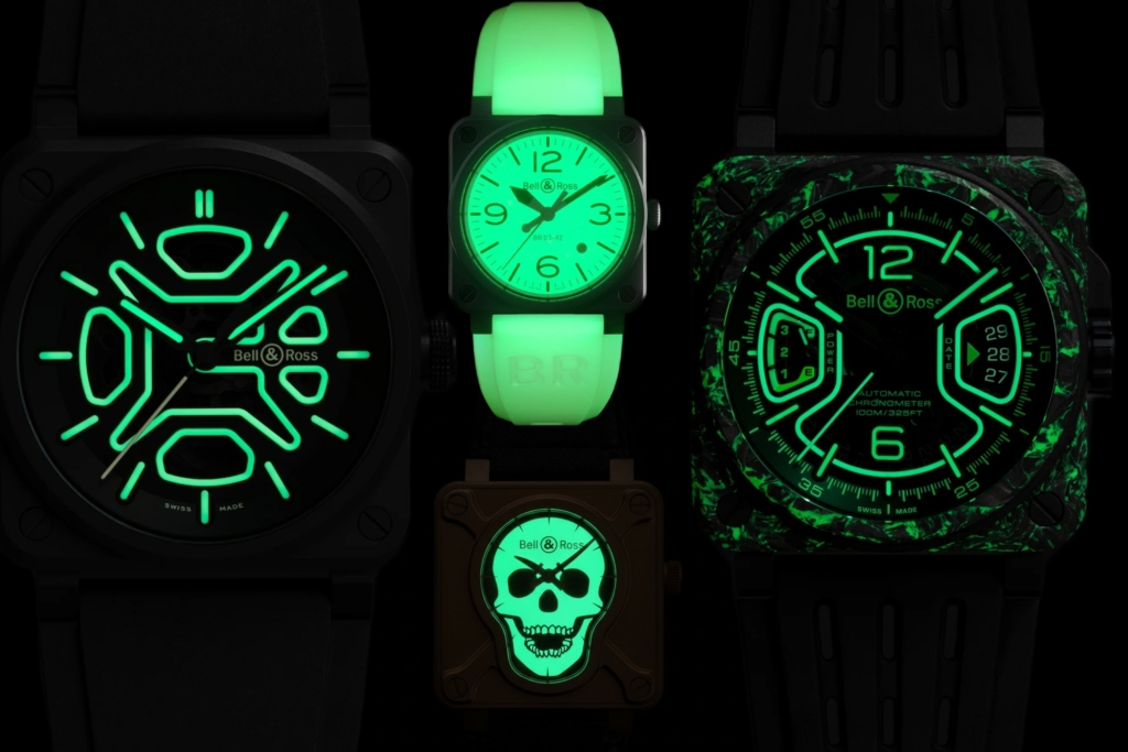 Unusually lumed Bell & Ross watches