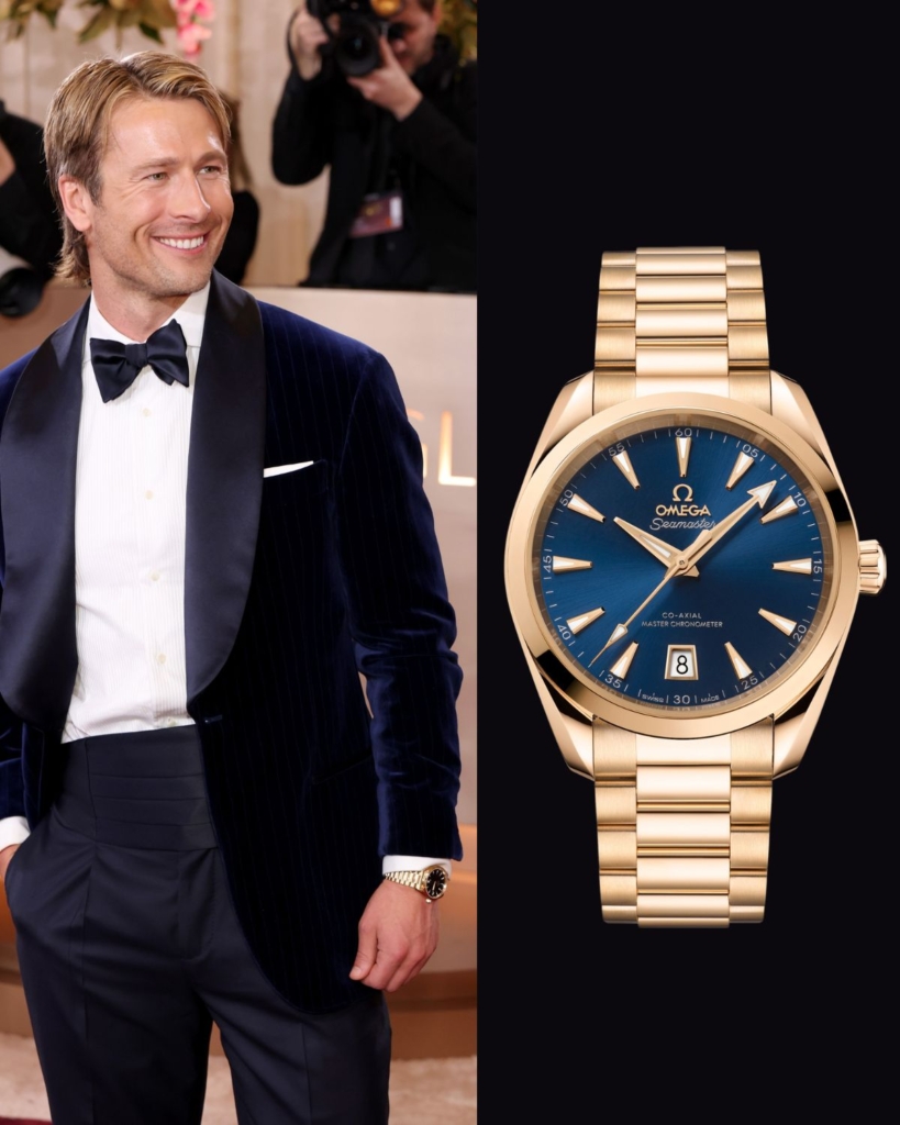 Glen Powell Omega Seamaster Aqua Terra 38 Golden Globes 2026
