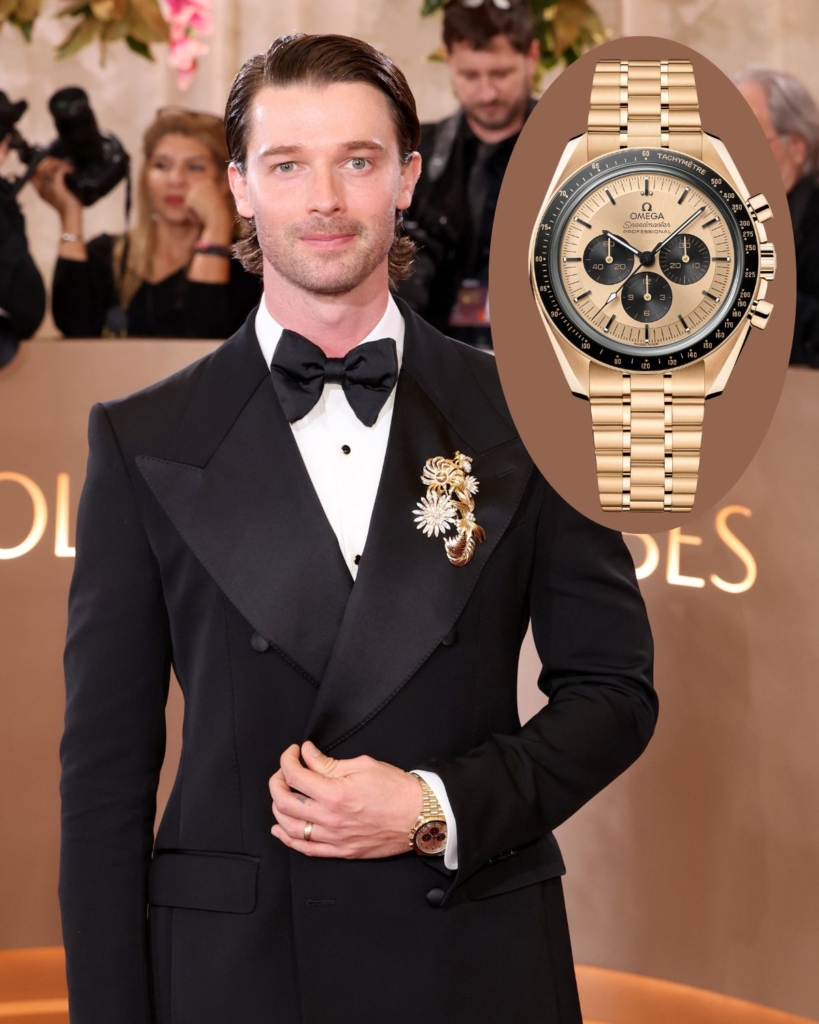 Patrick Schwarzenegger Speedmaster Moonwatch Golden Globes 2026