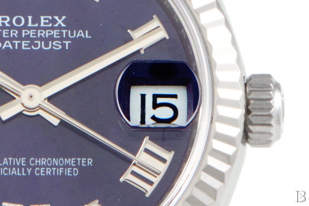 Rolex Datejust 31 Aubergine Diamond Dial Watch 278274 with AR coating on/under cyclops