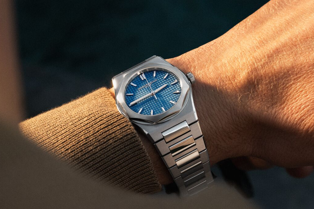 The blue enamel is currently only available in 39mm. Photo: Girard-Perregaux