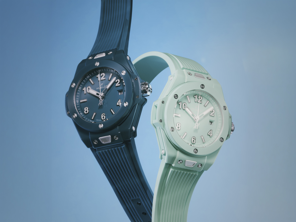 2026 Hublot Big Bang 33 Petrol Blue Ceramic (left) and Mint Green (right)