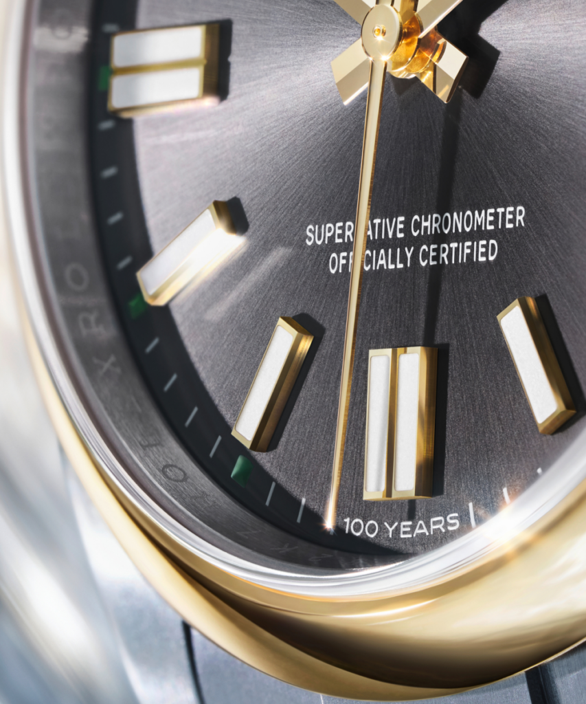 Close up of the Rolex Oyster Perpetual 41 100-Year Edition