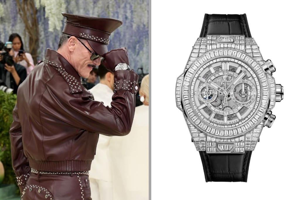 Luke Evans wears the Hublot Big Bang Unico High Jewelry 44mm Photo by: Mike Coppola/ Getty Images; Photo by: Hublot