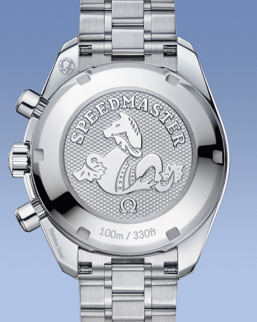 The Speedmaster 38 Caseback with the Hippocampus medallion