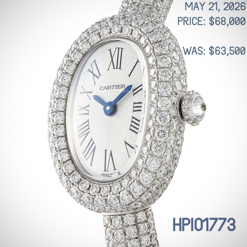 On May 21, 2026, the price of the Cartier Baignoire ref. HPIO1773 increased from $63,500 to $68,000.