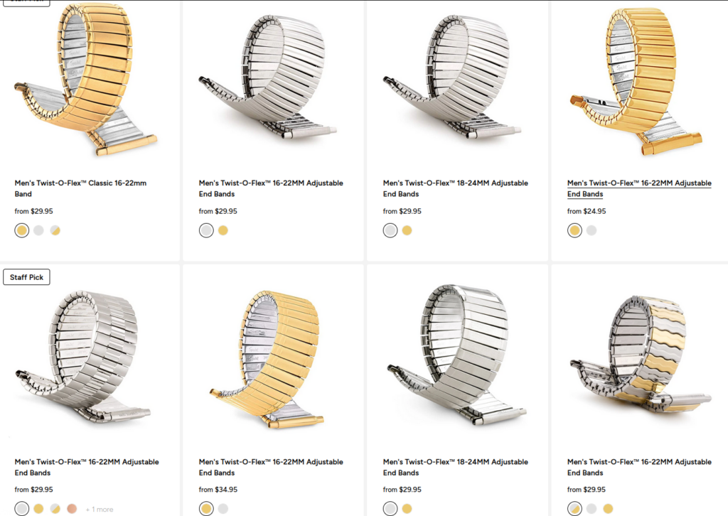 Speidel.com as of May 2026 shows Twist-O-Flex bracelets for about $30