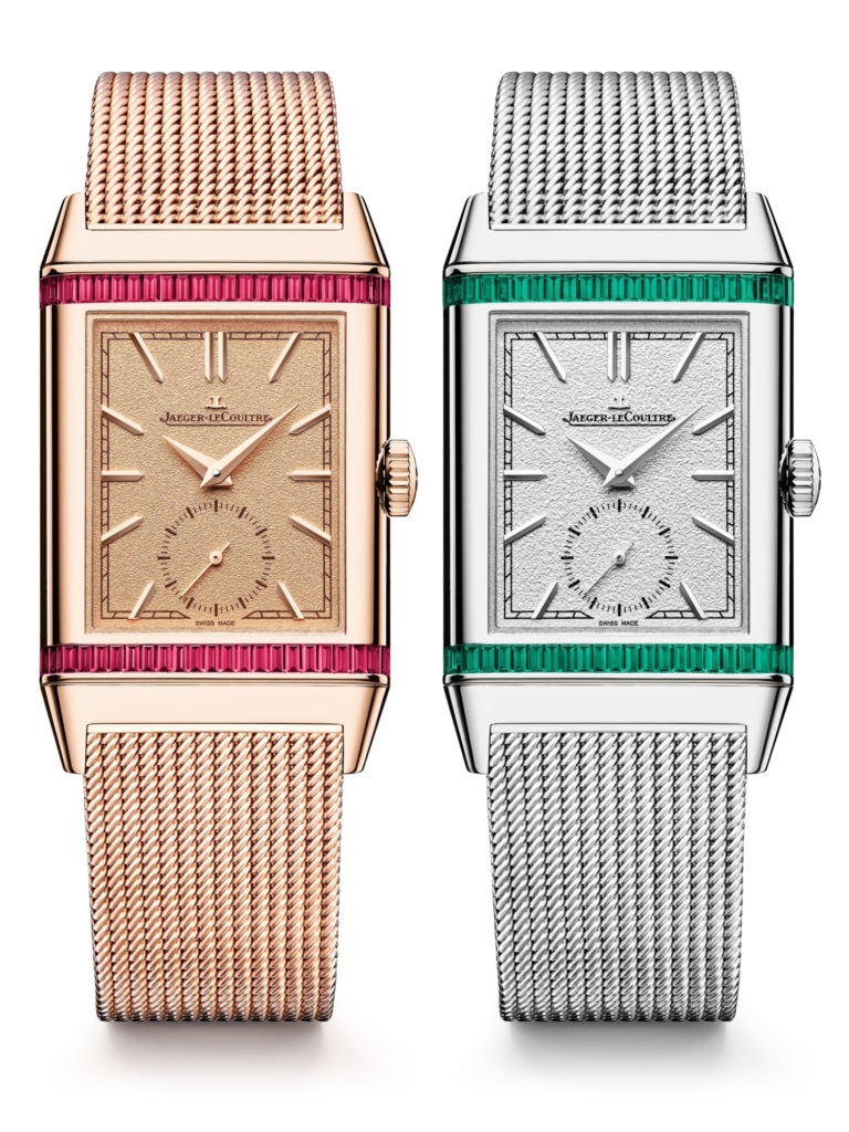 Two of JLC's three 2026 "Deco Cocktail" releases: ref. Q713211J (left) and Q713313J (right). Image: Jaeger-LeCoultre