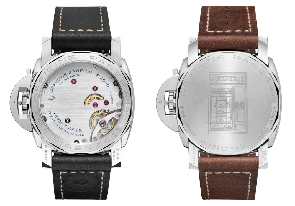 Rear of the two new-for-2026 Panerai Luminor Firenze 8 Giorni models