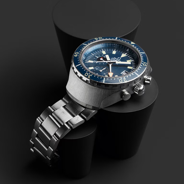 Omega "Big Blue" Seamaster 120m Chronograph circa 1972. Photo: Omega