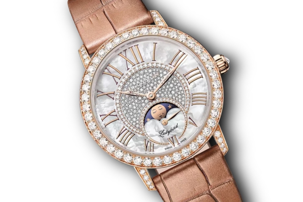 Only the snow-set-diamond-dial version of the 2026 Ladybird Colors Nude Moka is a limited edition. Photo: Blancpain