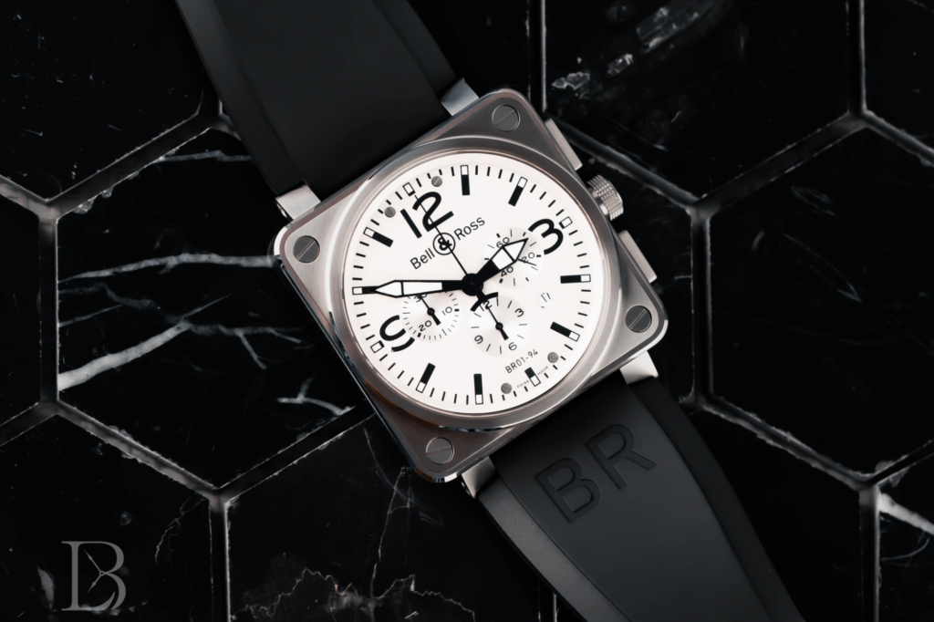 Bell & Ross watches are made at G&F Châtelain, a Chanel-owned manufacture. Shown: BR 01-94 chronograph.