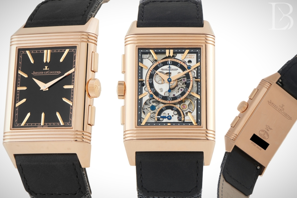 Jaeger-LeCoultre Reverso Tribute Chronograph in pink gold with black dial, ref. Q389257J