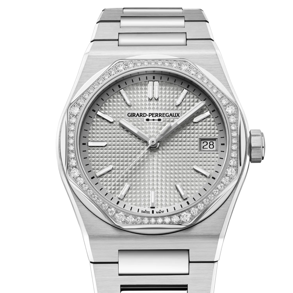 Laureato Fifty 36mm in stainless steel with diamond bezel, ref. 81006-11S3597-1CM 81006-11S3597-1CM. Photo: Girard-Perregaux