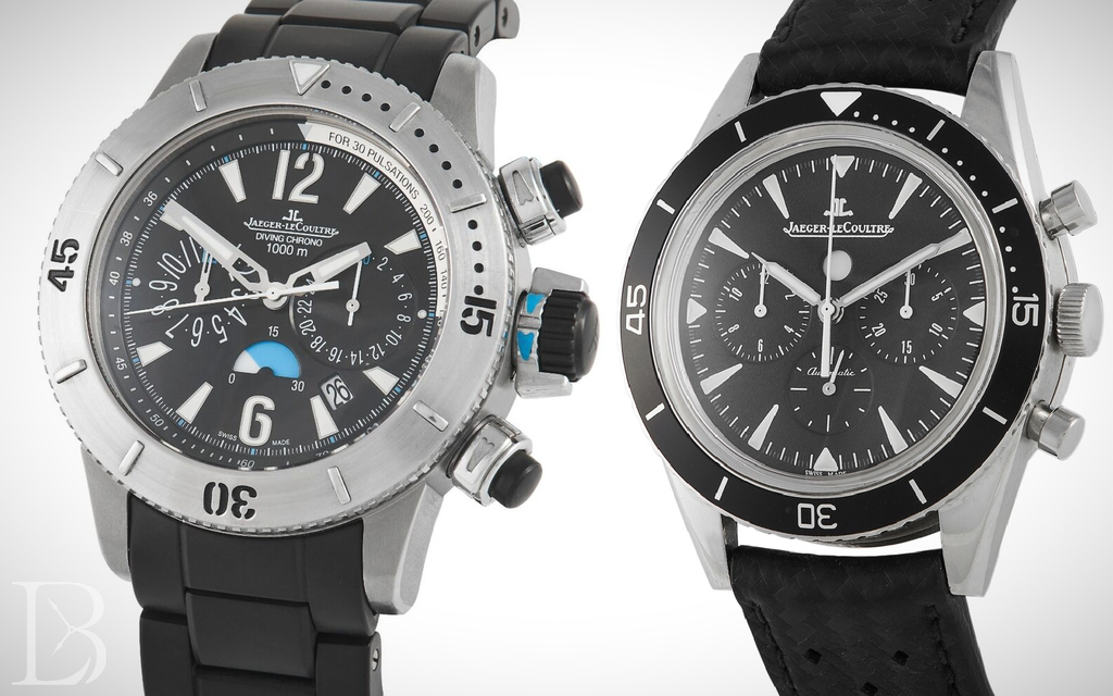 The Jaeger-LeCoultre Master Compressor Diving Chronograph ref. 160.T.25 (left) was launched in 2007 and replaced by the Master Compressor Deep Sea Chronograph ref. Q2068570 (right) in 2012.