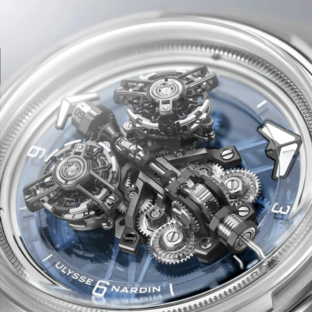 While the Freak S has two inclined balance assemblies, the Super Freak takes it a step further in 2026 with two full-blown inclined tourbillons. Photo: Ulysse Nardin