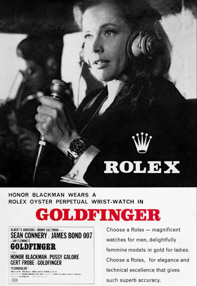 Honor Blackman as Pussy Galore in a Rolex ad
