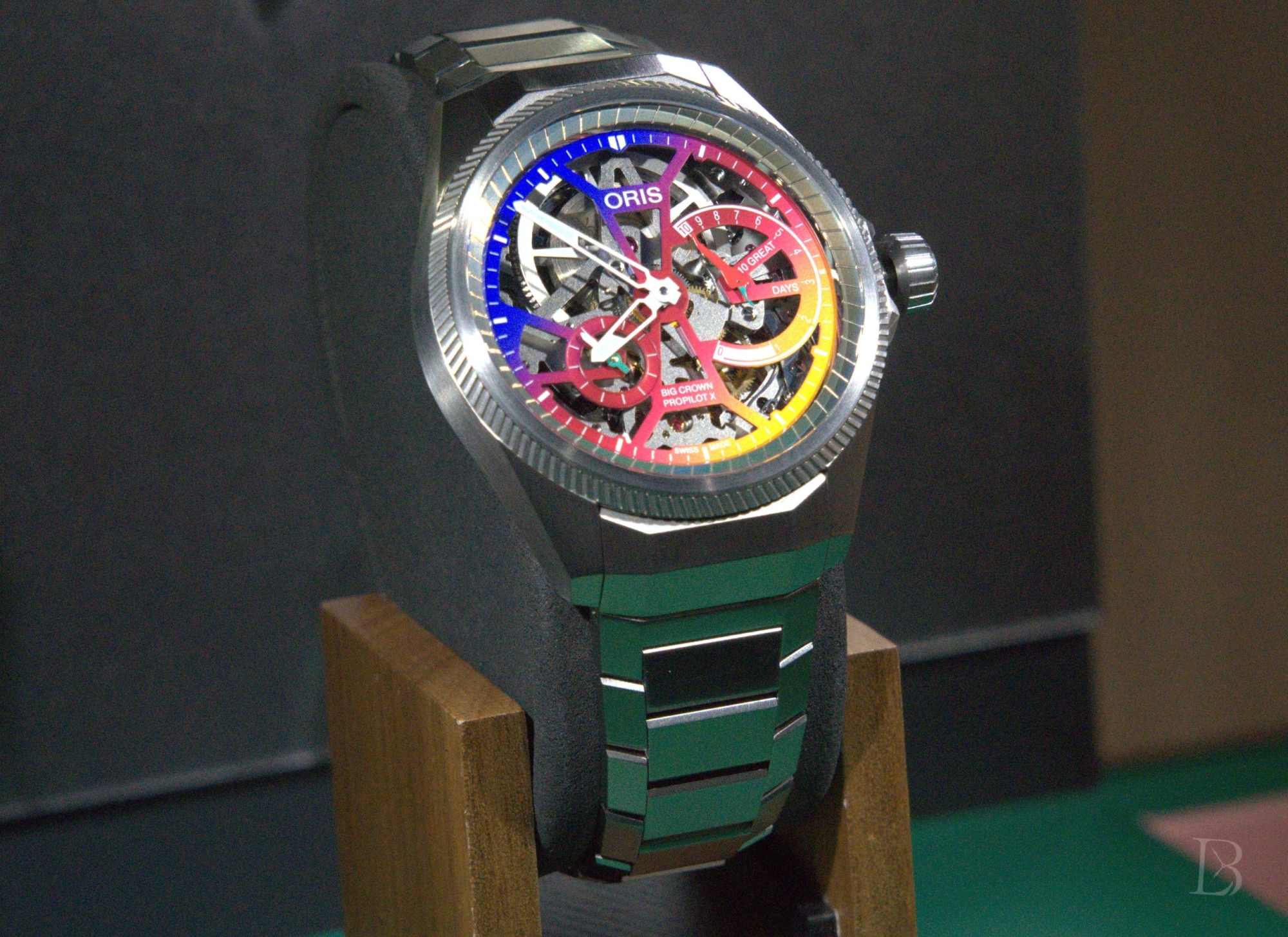 The Oris ProPilot X Gonzo Edition has a 44mm multi-part titanium case.