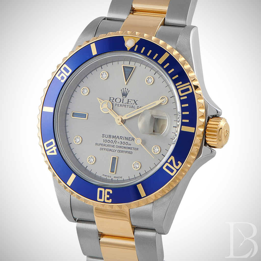 Rolex Submariner Date ref. 16613 with silver serti dial