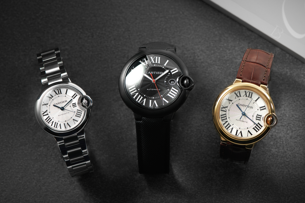 Three Cartier Ballon Bleu watches
