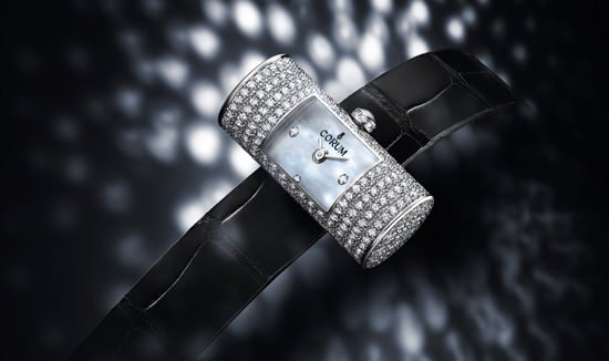 The 2010 reissue of the Corum Golden Tube was set with 342 diamonds (or more if you chose the pave diamond dial).