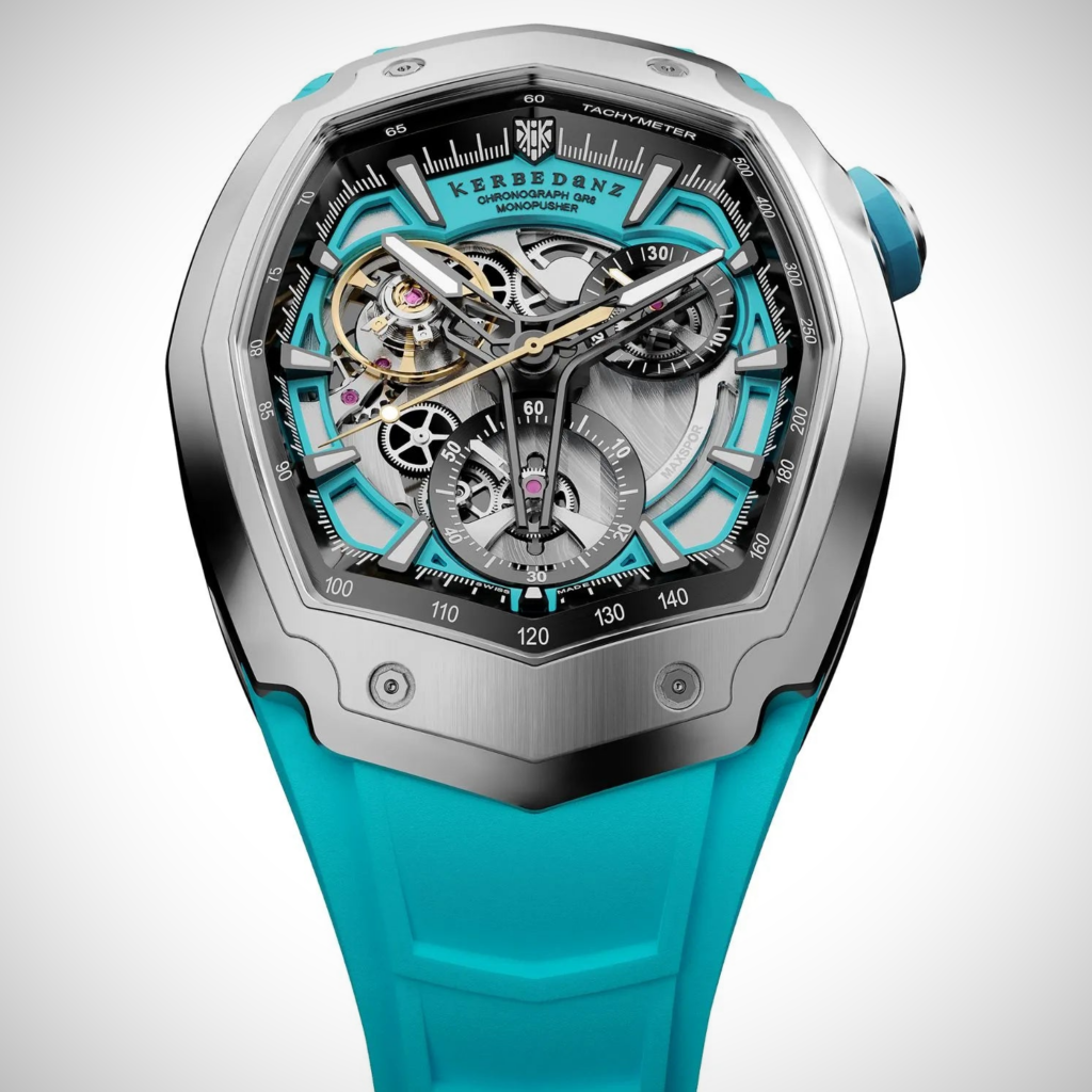 All Kerbedanz Maxspor GR8 watches have a visible beating balance where a running seconds subdial would typically go. This is a 46mm model. Photo: Kerbedanz