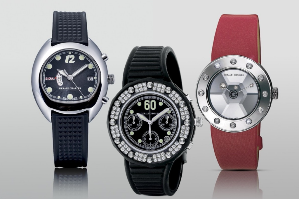 Early Gerald Charles watches from left to right: Renaissance (2001), Seaside Sportside (2003), Star Lady (2003). Photo: geraldcharles.com