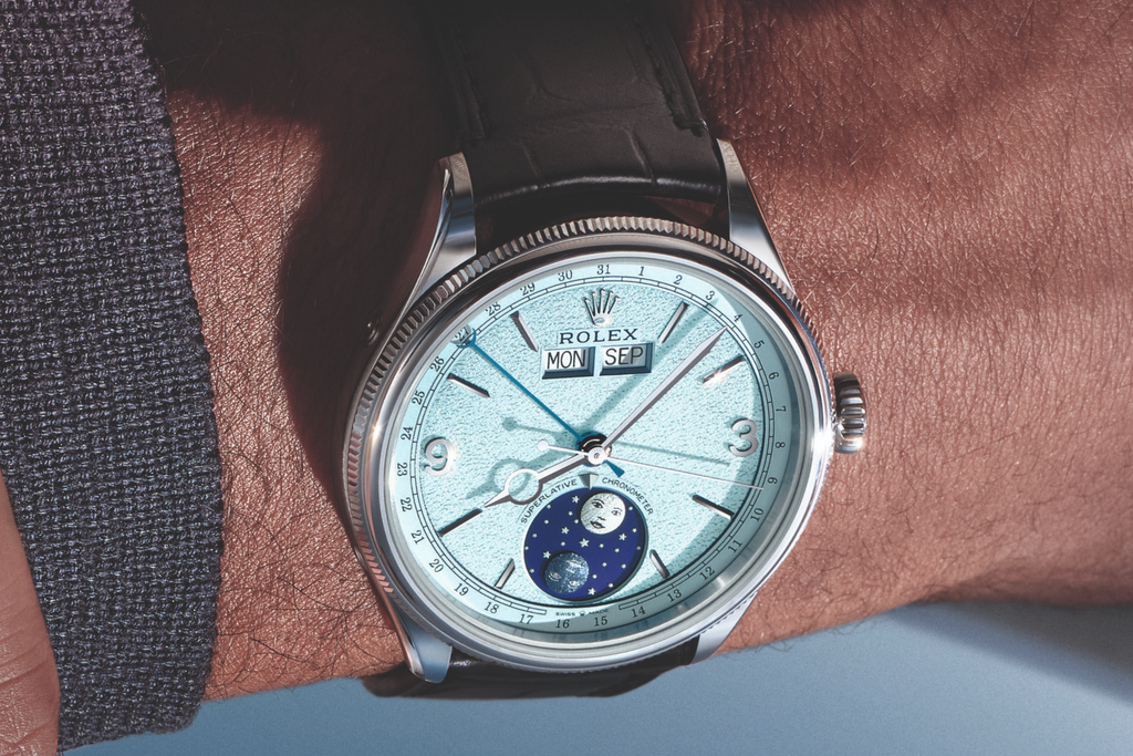 Perpetual Padellone in platinum on a black alligator strap, ref. 53506-0002. Photo: Rolex
