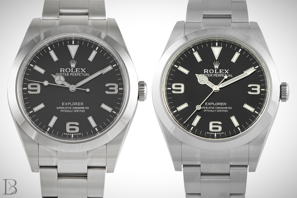 Rolex Explorer 39 ref. 214270: Mark 1 (left) vs. Mark 2 (right)