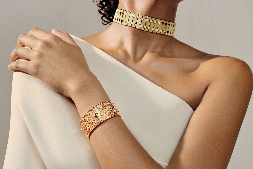 The re-launched Audemars Piguet jewelry line includes necklaces, bracelets, and earring