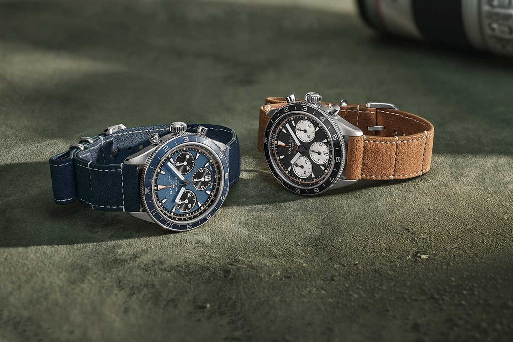 A pair of Gallet Multichron Pilot watches
