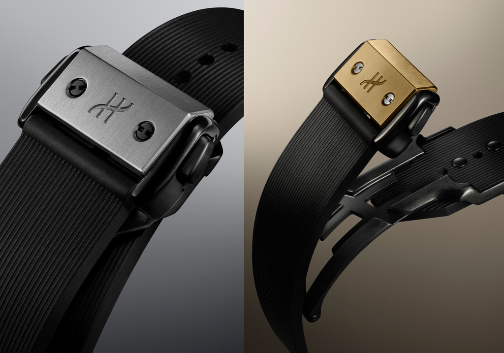 Clasps of the Hublot 262.VX.1130.RX.MDM (Classic Fusion Tributo Yellow Gold, left) and 262.WX.6870.RX.MDM (Classic Fusion Tributo White Gold, right)