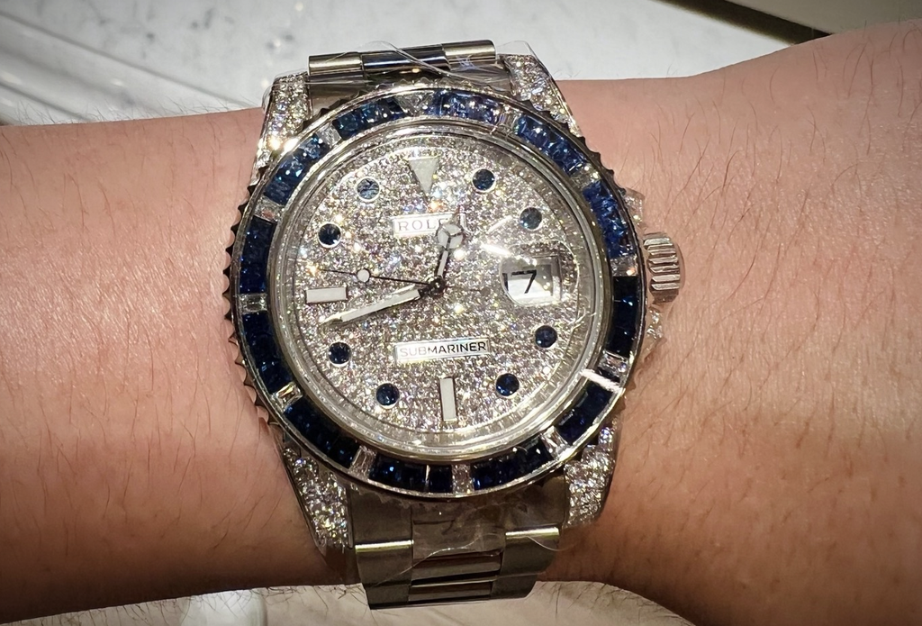 Off-catalog Rolex Submariner 116659 SABR with pave diamond dial